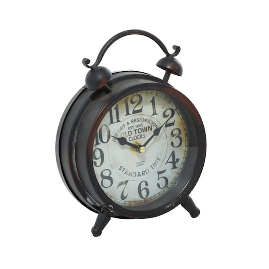 9&#x22; Brown Metal Vintage Clock